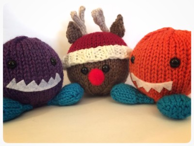 monster chunk snowball buddies reindeer rudolph knitting toys 