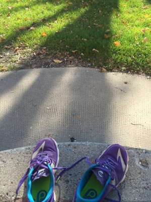 shoes on the front steps after a fall run