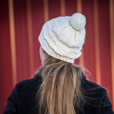 Pomball: Zag hat pattern for knitters from Imagined Landscapes Designs