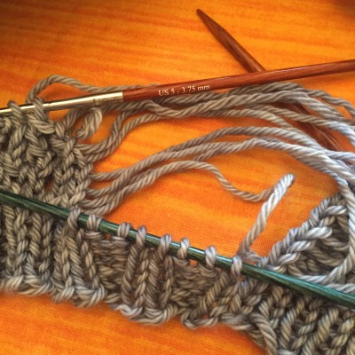 dropping down a section of knitting to fix a mistake