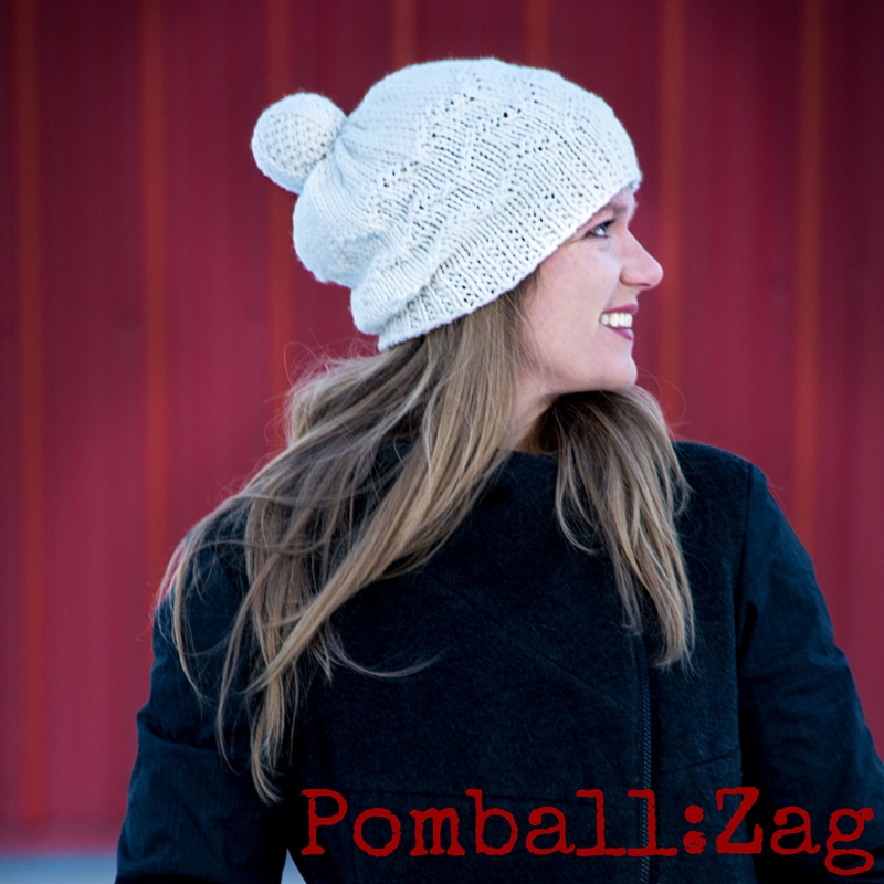 Pomball: Zag hat pattern for knitters from Imagined Landscapes Designs