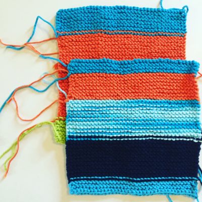 knitting scrappy dishcloths
