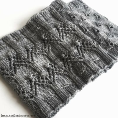 detail of the Rain on Notre Dame Cowl knitting pattern by Imagined Landscapes