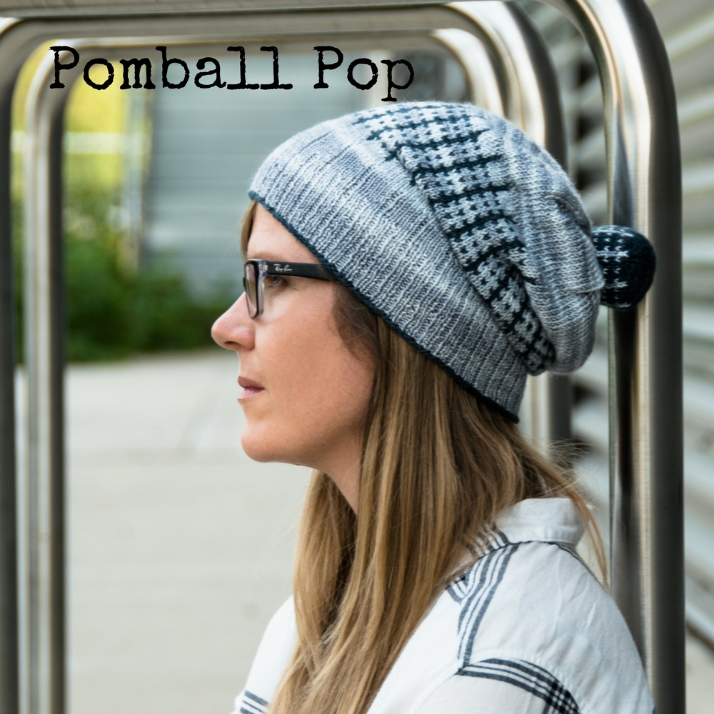 Pomball Pop Hat - fingering weight hat pattern that uses a mini skein and a knitted pompom to make you look fabulous