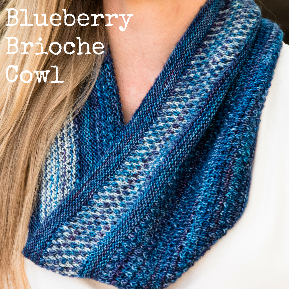 Blueberry Brioche Cowl - an easy, eye-catching pattern from Imagined Landscapes Designs