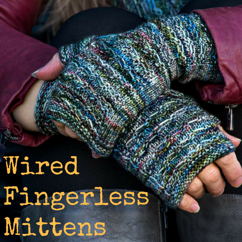 Wired Fingerless Mitten knitting pattern for sport-weight yarn